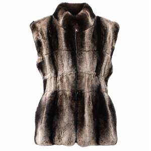 Linda Richards Luxury Cinched Waist Knit & Rabbit Fur Sleeveless Vest